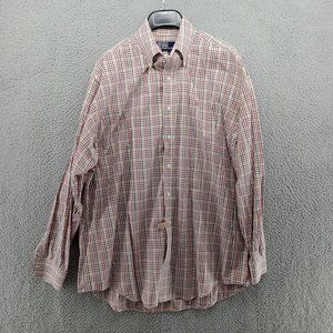 Vtg Polo Ralph Lauren Shirt Mens 16.5 33 Red Yellow Brown Blake‎ Flesh Pony